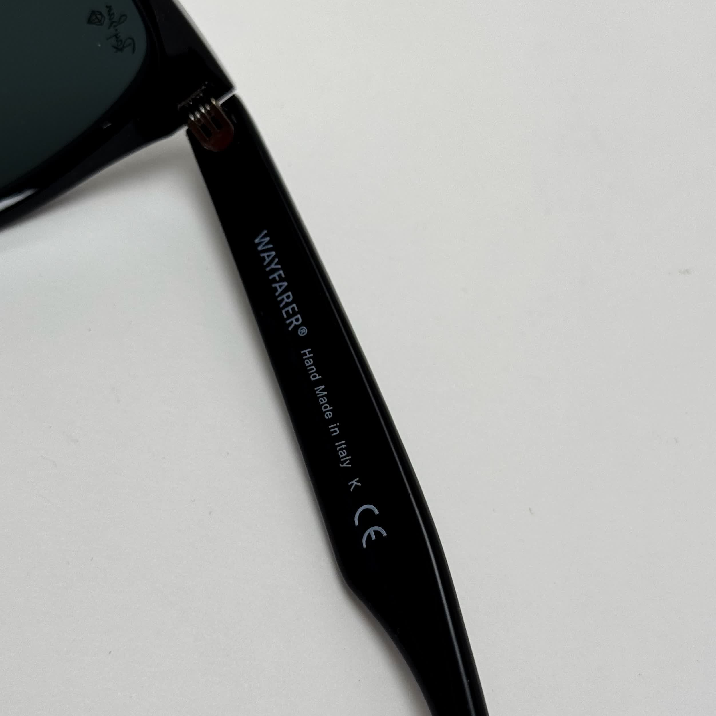 عینک آفتابی ریبن ویفرر شیشه سنگ مشکی براق به همراه پک کامل ریبن Rayban WAYFARER RB 2140 سایز 54