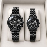 ست ساعت مردانه زنانه سیکو seiko vip بند استیل مشکی