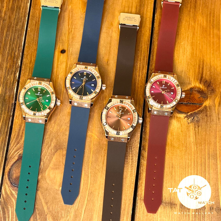 ساعت مچی زنانه هابلوت Hublot بند رابر با گارانتی جعبه رنگبندی ارسال رایگان
