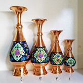 گلدان مس و پرداز مدل ترنج ارتفاع 16