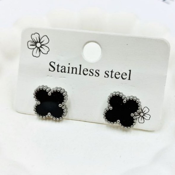 گوشواره استیل زنانه طرح گل ونکلیف Vancleef تنوع رنگ رنگ کاملا ثابت کد mp (پس کرایه)