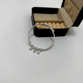 دستبند و بنگل آبکاری نقره زنانه طرح سه رج گوی آویز تنوع طرح رنگ کاملا ثابت کد sm (پس کرایه)