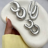 گوشواره استیل زنانه طرح مینیمال نقره ای تنوع طرح رنگ ثابت و ضد حساسیت کد tj (پس کرایه)