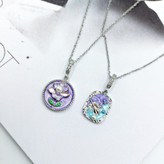 گردنبند و آویز پلاک میناکاری زنانه طرح برگ و مروارید تنوع طرح رنگ ثابت کد mp (پس کرایه)