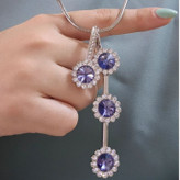 گردنبند و آویز پلاک طرح جواهری طرح آویز نگین بنفش تنوع طرح رنگ ثابت کد vn (پس کرایه)