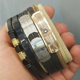 دستبند چرمی قفل و پلاک استیل مردانه طرح گوچی Gucci کیفیت چرم عالی تنوع طرح رنگ ثابت کد bn (پس کرایه)