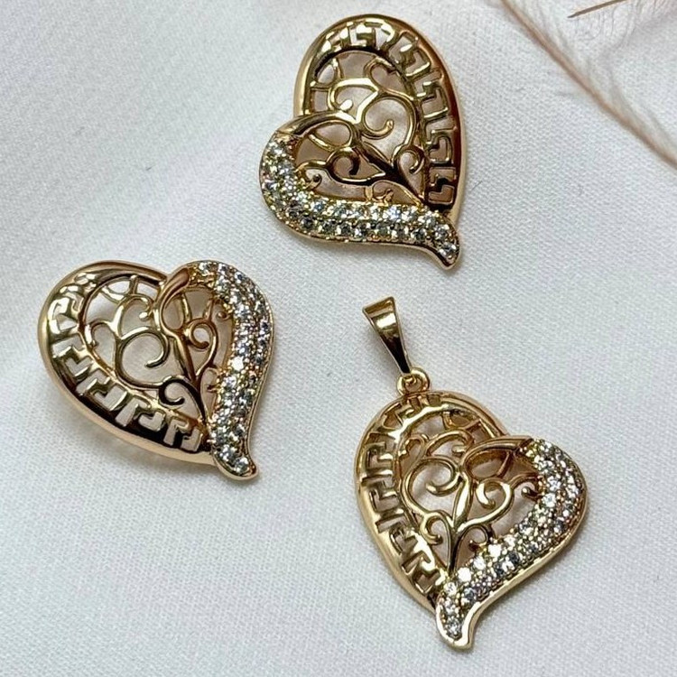 نیم ست گردنبند و گوشواره ژوپینگ زنانه طرح مربع نگین تنوع طرح رنگ ثابت کد sm (پس کرایه)