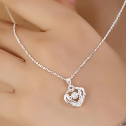گردنبند و آویز زنانه آبکاری نقره طرح گیلاس نگین تنوع طرح رنگ ثابت کد mp