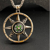 زنجیر و آویز پلاک استیل طرح قطب نما متحرک رنگ ثابت در تنوع طرح کد ki