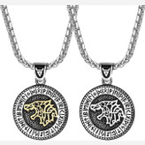 گردنبند و پلاک آویز استیل Viking Wolf Fenrir گرگ وایکینگ رنگ ثابت کد ar