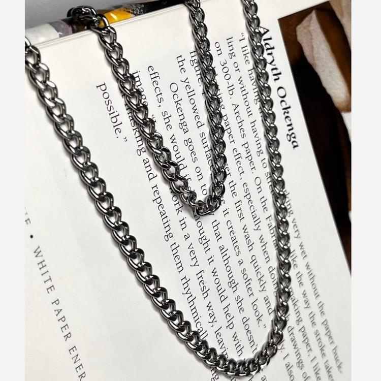 ست دستبند و گردنبند کارتیر استیل عیار316 نقره ای رنگ ثابت 5 میلیمتر