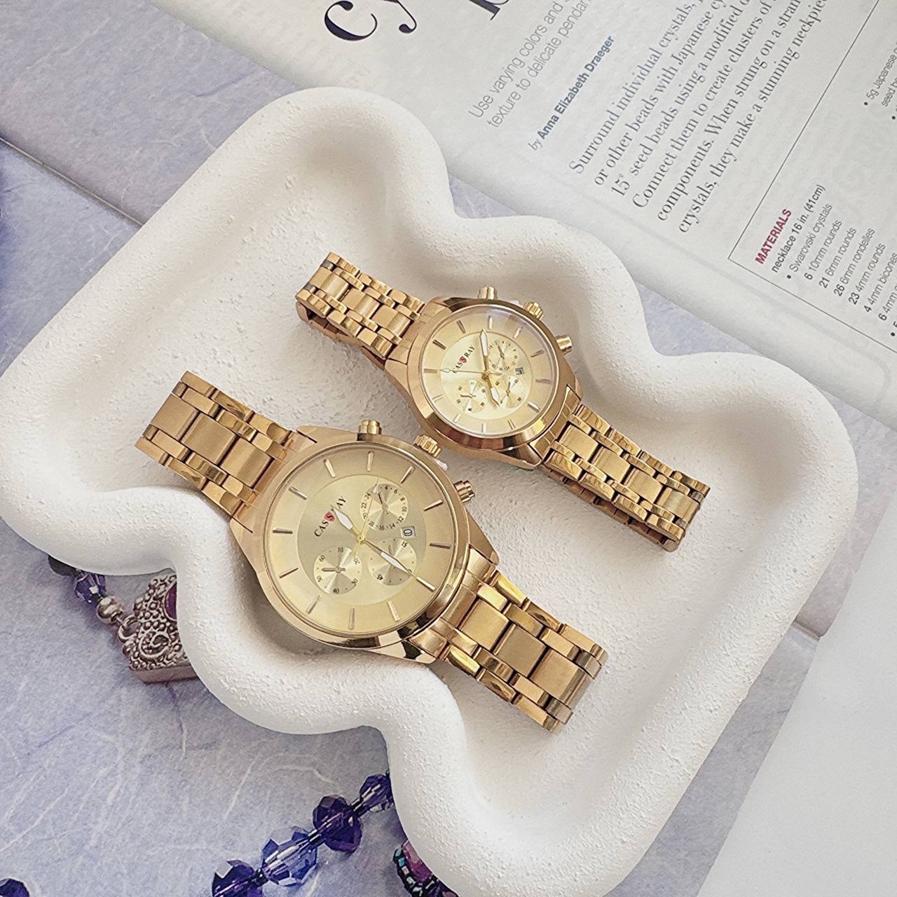 ست ساعت زنانه و مردانه طلایی مارک معروف کسرای CASSRAY ارسال رایگان