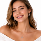 نیم ست زنانه کلیو (Clio) طرح فیل با سنگ کوارتز | آبکاری طلای چندلایه