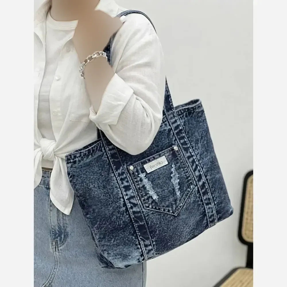 کیف جین دستی و دوشی زنانه لی خارجی درجه یک ابعاد 38 در 30 سانتی متر