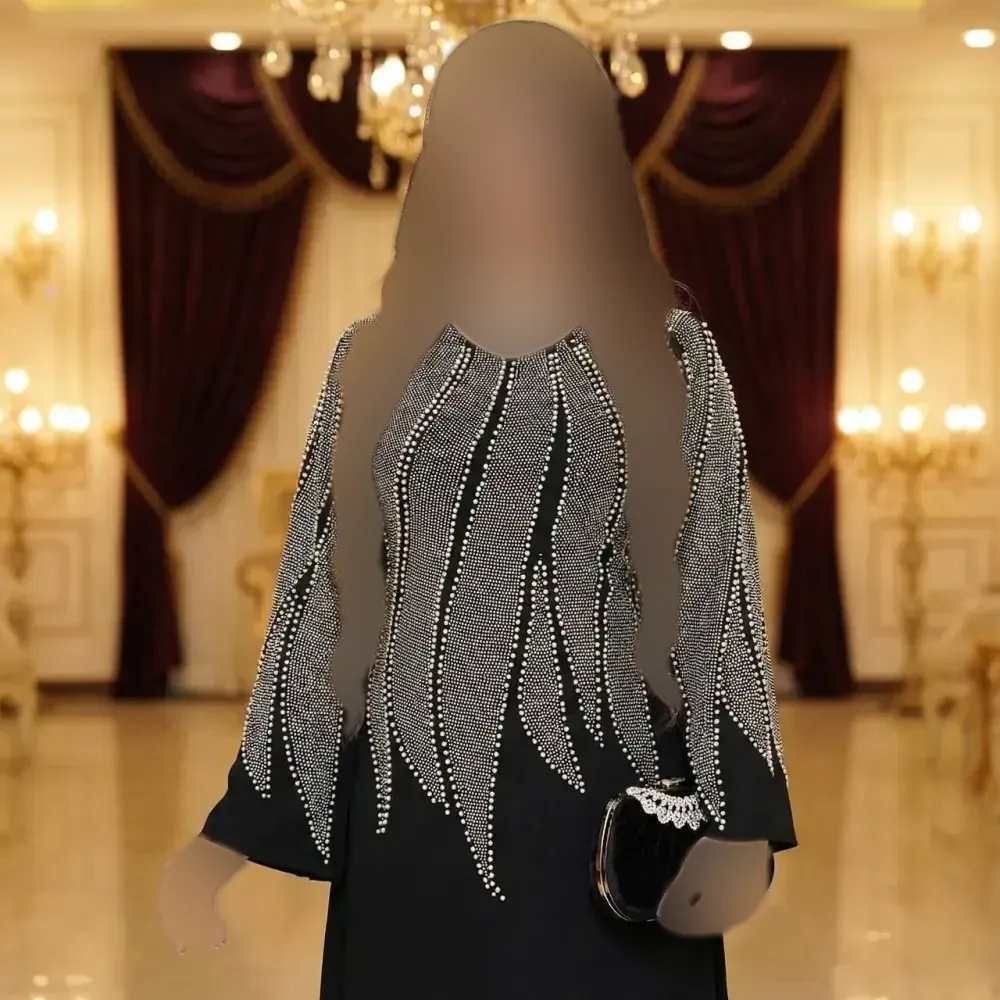 ماکسی مجلسی زنانه مدل نازنین جنس کرپ دالقیچ رنگ مشکی سایز نرمال