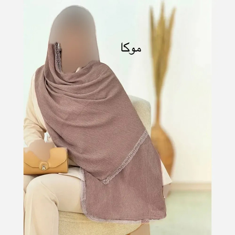 شال پلیسه لبه توری مجلسی قواره بزرگ ابعاد 180 در 75 سانتیمتر