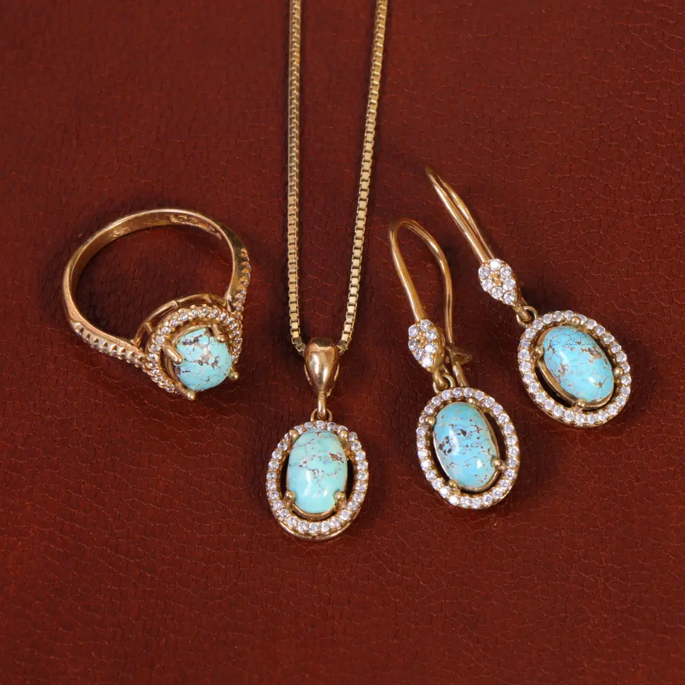 نیم ست فیروزه زنانه کد 34288