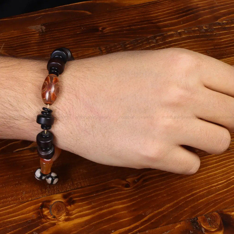 دستبند مهره عقیق مردانه کد 31415