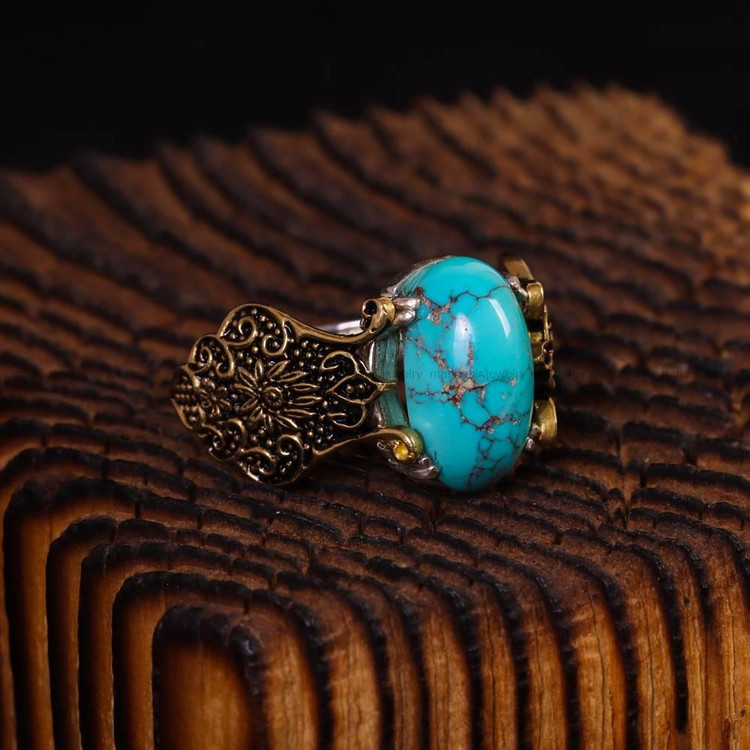 انگشتر فیروزه شجری مردانه کد 6340