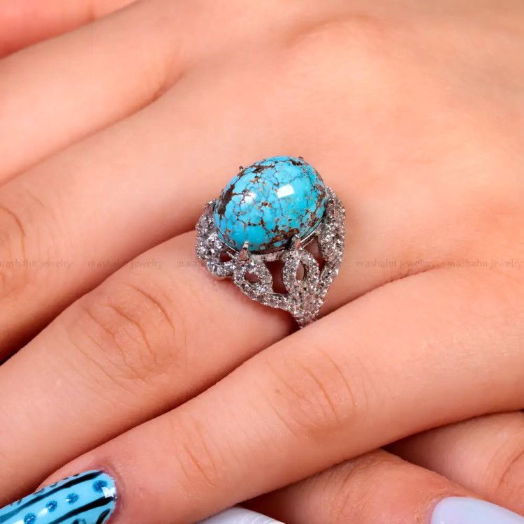 انگشتر فیروزه شجری زنانه کد 14925