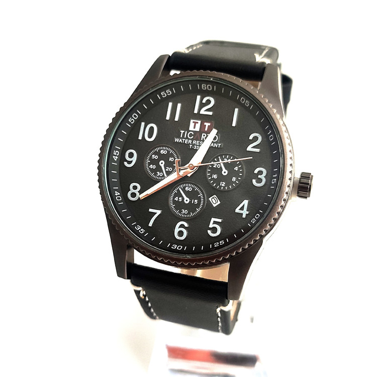 ساعت مچی مردانه عقربه ای چرمی تاریخ دار تیکارتو tikarto بند چرمی در طرح و رنگ مختلف