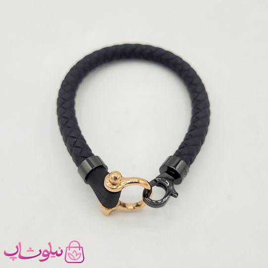 دستبند امگا رابر مشکی با قفل رزگلد کیفیت مستر کد 1100