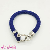 دستبند امگا رابر سرمه ای مردانه قفل نقره ای کیفیت مستر کد 650