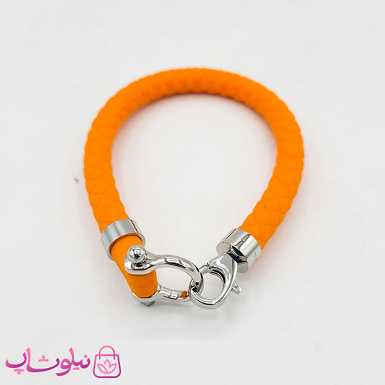 دستبند امگا رابر نارنجی قفل نقره ای مردانه زنانه کیفیت مستر کد 1100