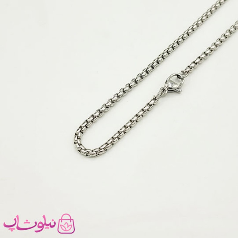 گردنبند پسرانه استیل طرح فشنگ نقره ای کد 120