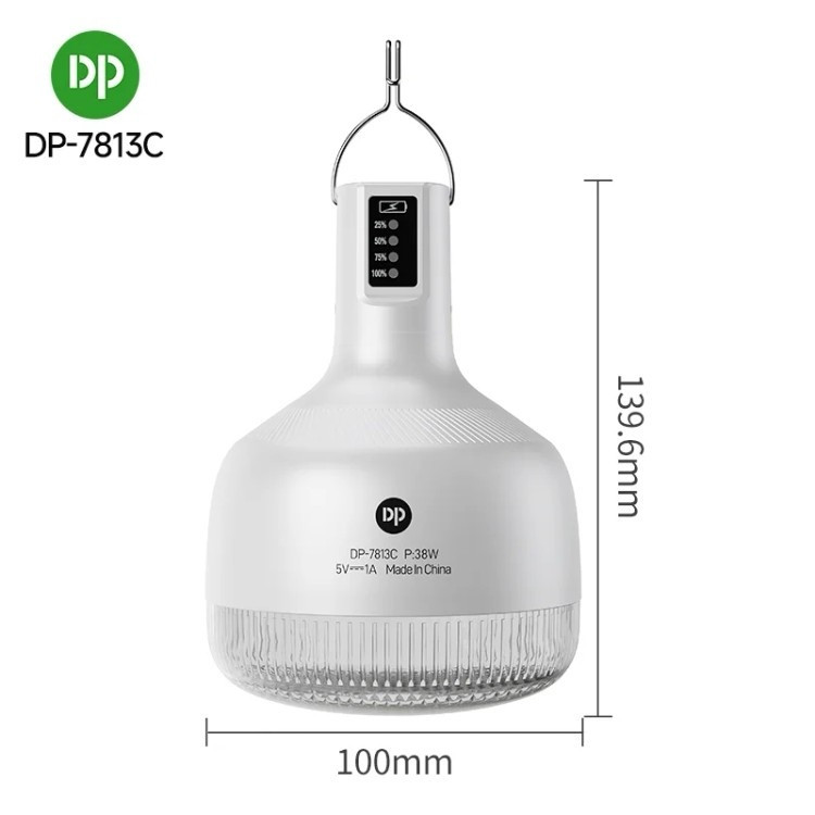 چراغ شارژی کمپینگ 38 وات دی پی DP-7813c ( پک 5 عددی ) لامپ روشنایی اضطراری آویزی 7813 ( گناوه مارکت )