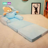 مبل کودک طرح خرس آبی کلاه دار دو منظوره تختخواب شو
