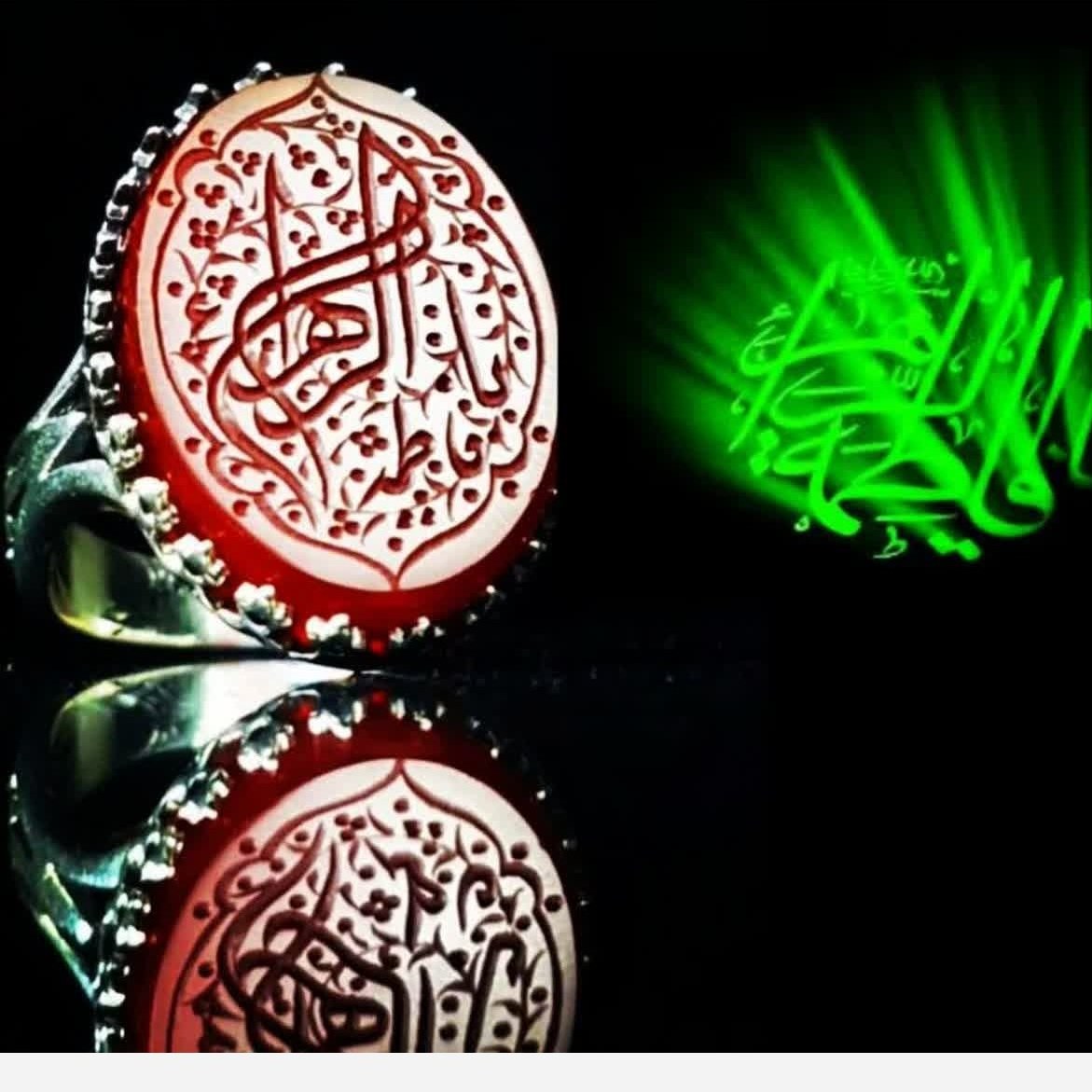 انگشتر نقره عیار 925   نگین عقیق قرمز  متن حکاکی یا فاطمه الزهرا