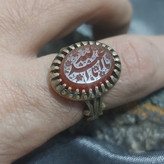 انگشتر طلاروس عقیق قرمز اصل حکاکی یا اباعبدالله