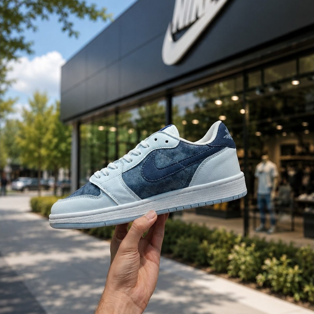 کفش نایک ترویس سفید ابی (باکیفیت)