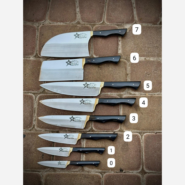 چاقو آشپزخانه ستاره شماره 2 دسته فیبر رنگ مشکی تیغه استیل ضد زنگ