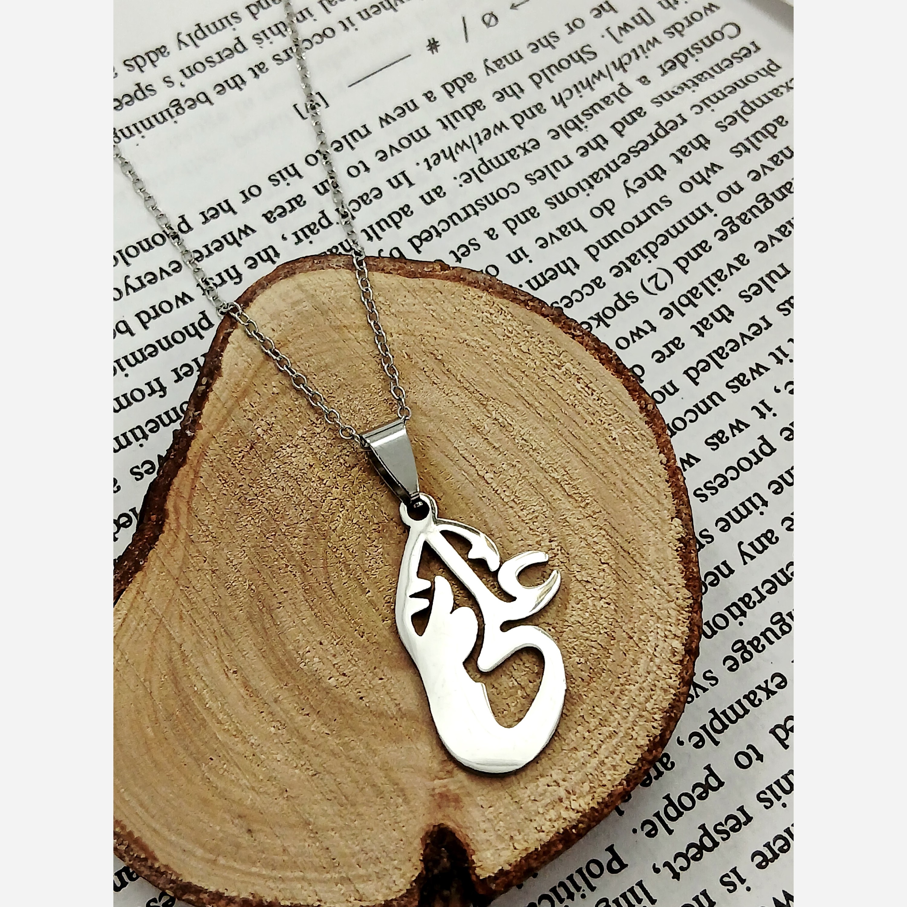گردنبند علی نقره ای استیل رنگ ثابت