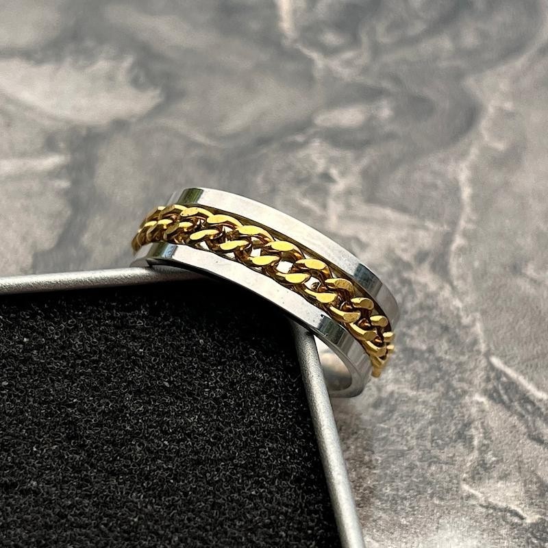 حلقه دور کارتیر دو رنگ استیل سفسد طلایی رنگ ثابت شیک
