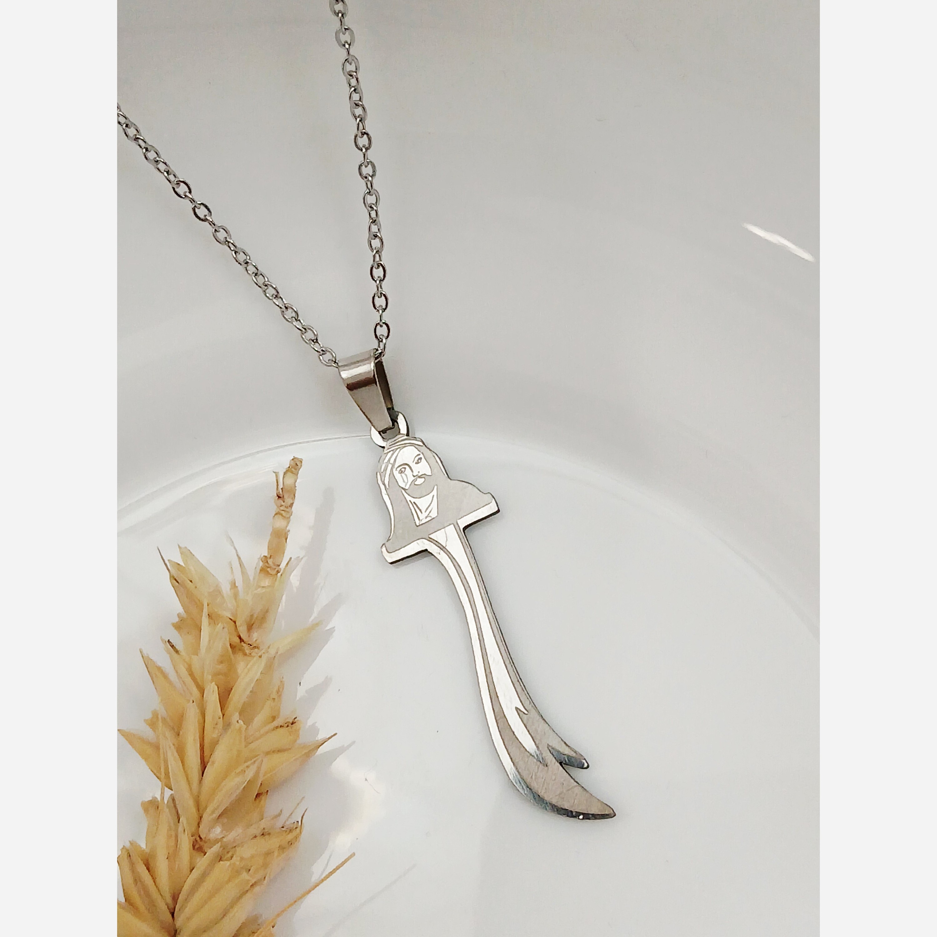 گردنبند ذوالفقار شمایل استیل نقره ای درجه یک خاص
