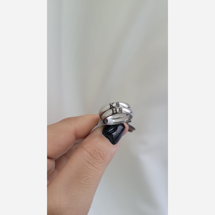 حلقه رینگ ساده رنگ ثابت نقره ای و طلایی با حک دلخواه