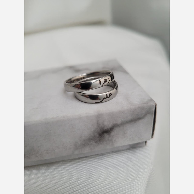 حلقه رینگ ساده رنگ ثابت نقره ای و طلایی با حک دلخواه