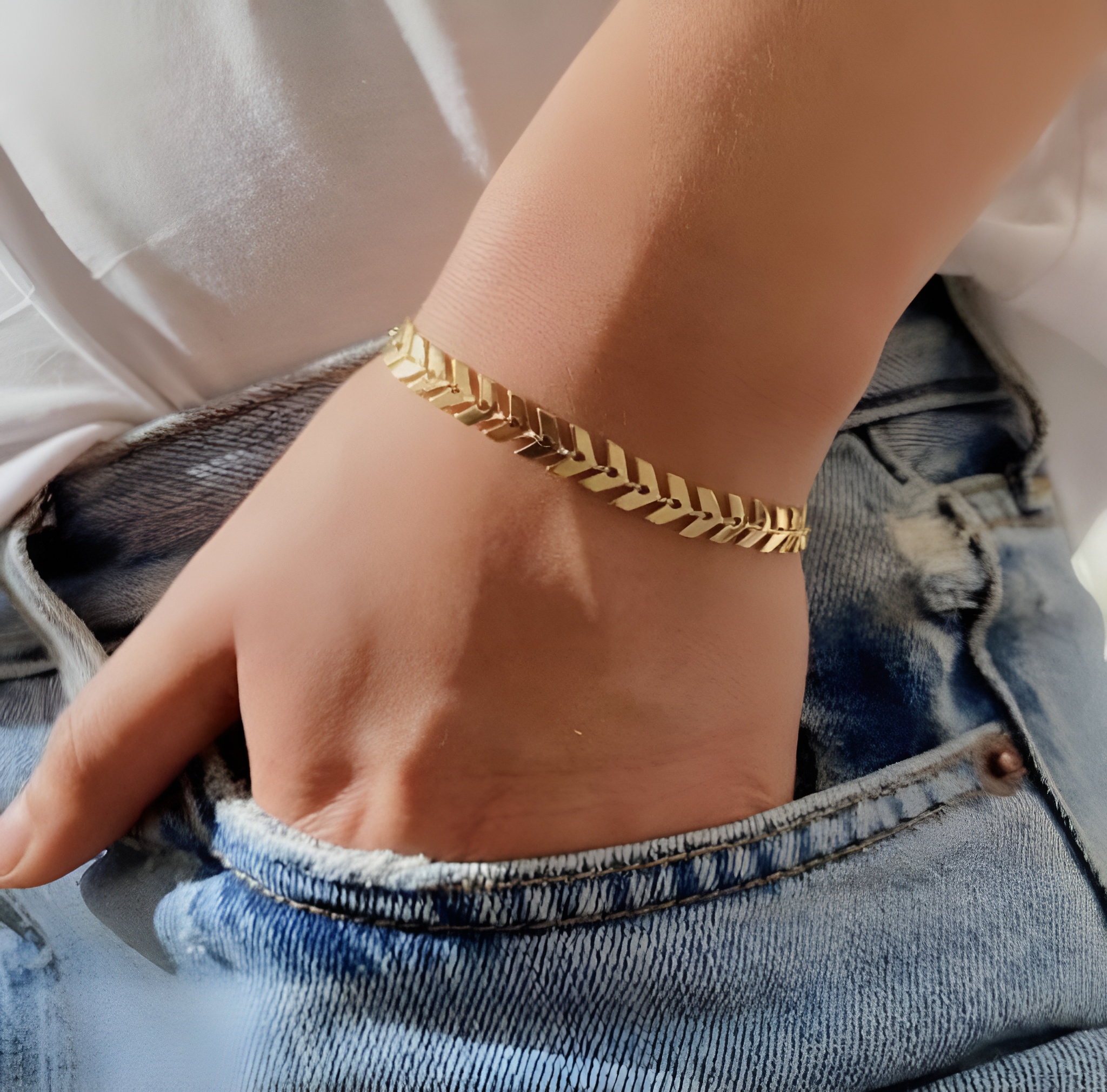 دستبند گندمی استیل طلایی و سیلور