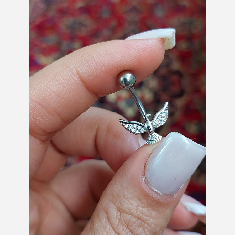 پیرسینگ ناف استیل طرح پرنده